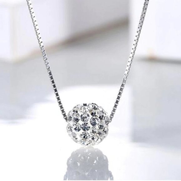 NEW Silver Simple Zircon Ball Necklace - Picture 4 of 4